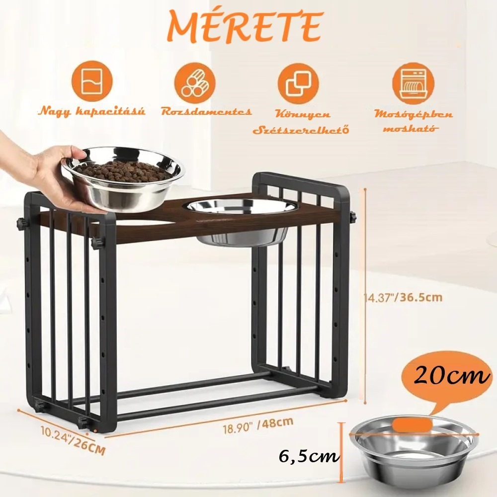 Állítható megemelt kisállat etető-itató készlet - Nagy