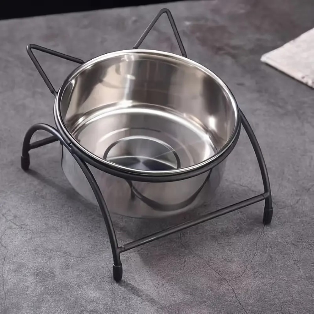 Cica merevítős mélytál-nagy - Fekete