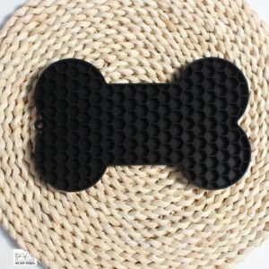 Szilikon kutya evéslassító nyalószőnyeg-csont alakú - Fekete