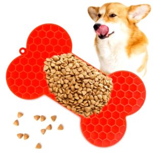 Szilikon kutya evéslassító nyalószőnyeg-csont alakú - Piros