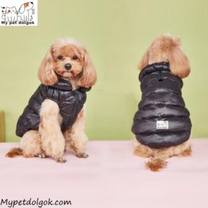 Vízálló bélelt kutya pehely kabát -fekete - XXL