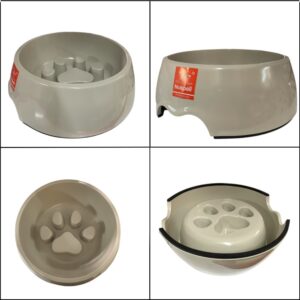 Melamin habzsolásgátlós etető tál-Nagy - Szürke