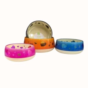 Szívecskés csúszásgátló akril kisállat tál-18cm - Szürke