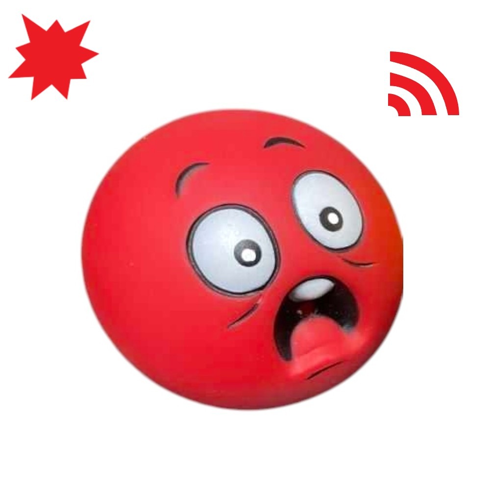 Vicces csipogó rágójáték kutyáknak-Piros Emoji