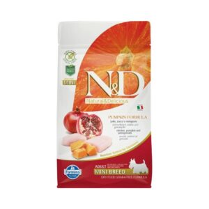 N&D Dog Grain Free csirke & gránátalma sütőtökkel adult mini 800gr