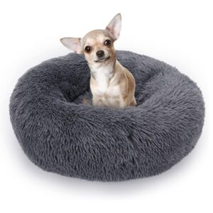 Kerek kisállat szőrmés fekhely-Sötétkék - S
