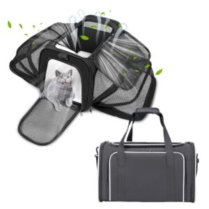 Bővíthető és összecsukható kisállat utazó táska - Fekete
