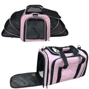 Bővíthető és összecsukható kisállat utazó táska - Rózsaszín