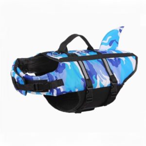 Cápauszonyos terepszínű kisállat mentő& úszómellény -Kék - L