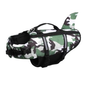 Cápauszonyos terepszínű kisállat mentő& úszómellény -Zöld - L