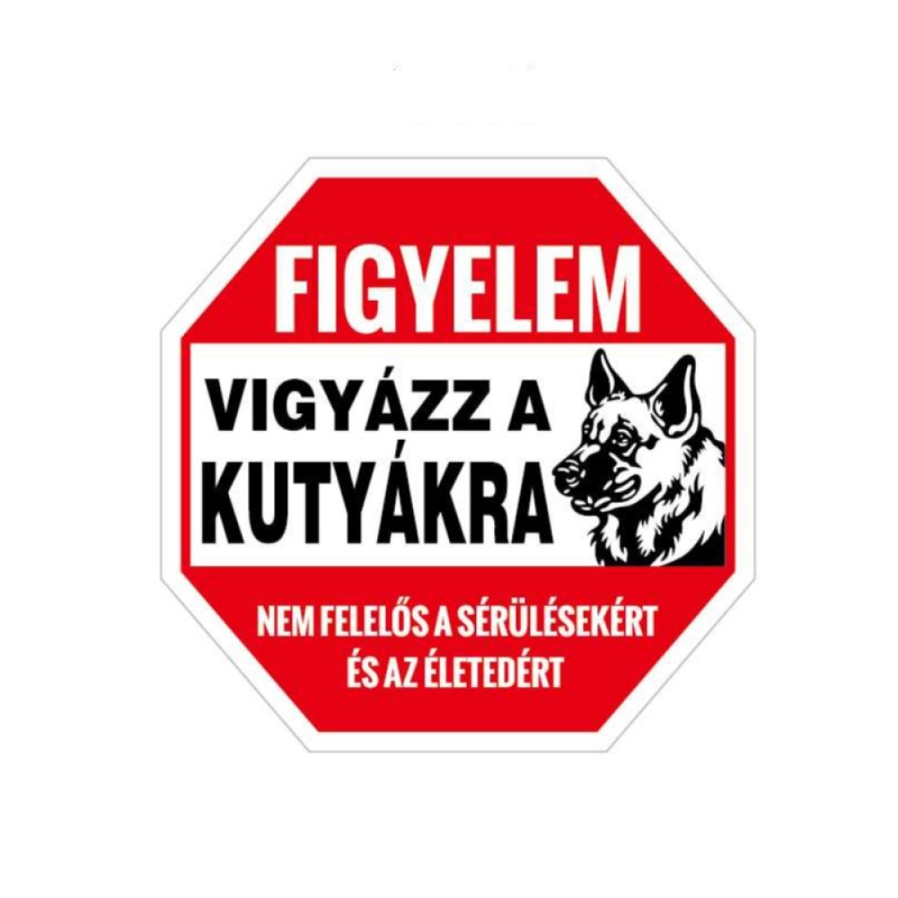 Figyelmeztető kutyás tábla - ajtóra
