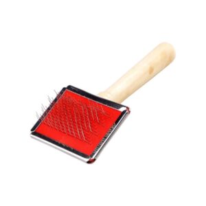 Kisállat szőrápoló kefe fa nyéllel-12x6cm