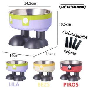 Lábacskás Emelt Kisállat Etető és Itató Tál 2 az 1-ben - Bézs