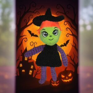 Halloween plüss játék csörgő papírral-több mintázatban - Boszorkány