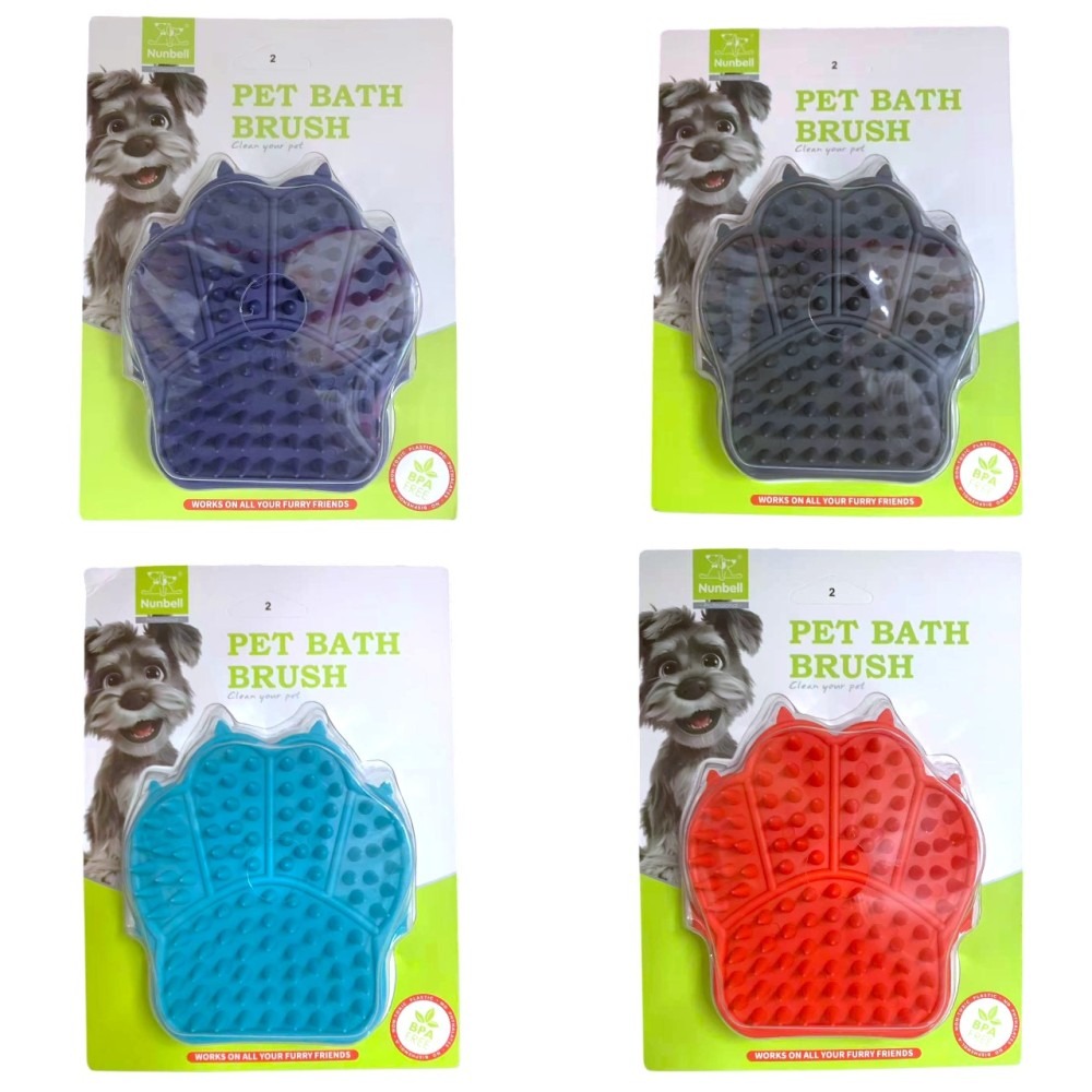 Kézre húzható szőrápoló masszázskefe -Mancs - Türkizkék