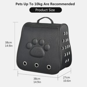 Összecsukható kisállat hátizsák mancs mintával - 10kg-ig - Fekete