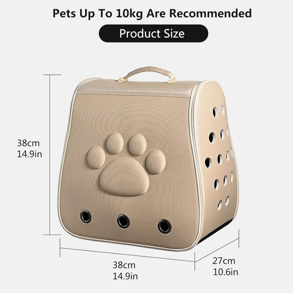 Összecsukható kisállat hátizsák mancs mintával - 10kg-ig - Khaki