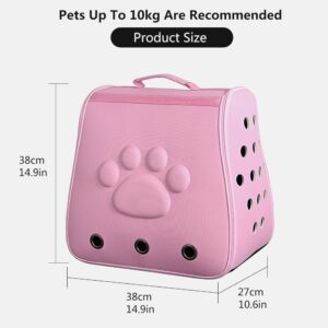 Összecsukható kisállat hátizsák mancs mintával - 10kg-ig - Rózsaszín