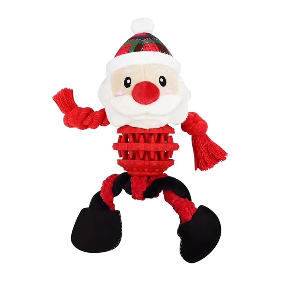 Mikulás plüss kutyajáték fogtisztító labdával- 28cm