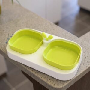 Levélcsírás dupla tálkészlet kisállatoknak - Fehér