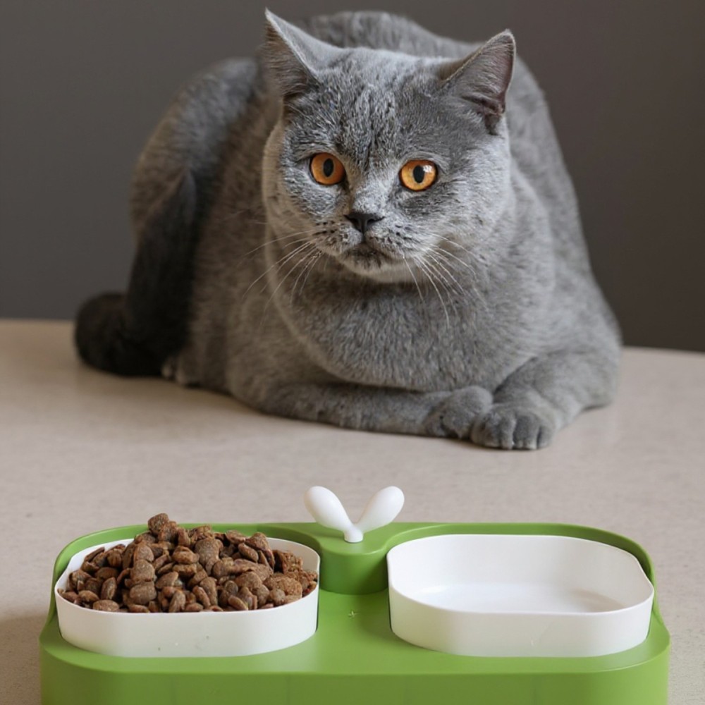 Levélcsírás dupla tálkészlet kisállatoknak - Zöld