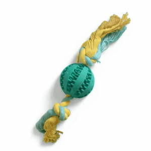 Vaníliás fogtisztító labda kötéllel - Zöldeskék