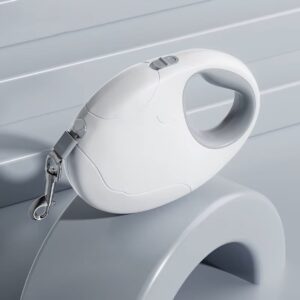 Tojás alakú automata póráz több színben 3m - S - Fehér