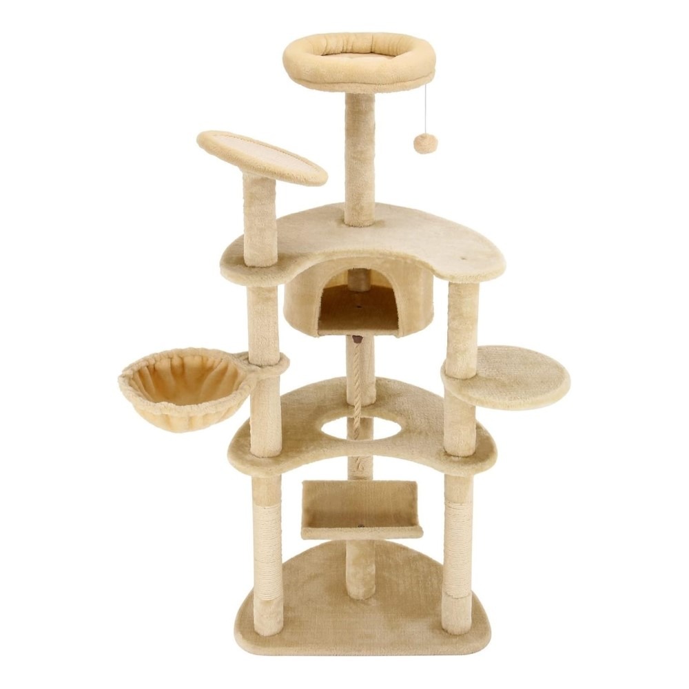 Több funkciós macskabútor 50x65x154cm - Barna