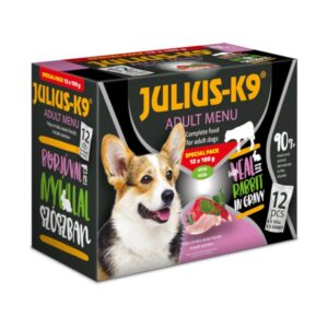 Julius K-9 Adult Menu Special Pack válogatás szószban kutyáknak - borjú & nyúl 12x100g