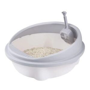 Ovális fröccsrnésmentes macska alomtálca lapáttal kicsi- Lila