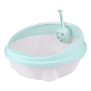 Kerek fröccsrnésmentes macska alomtálca lapáttal nagy- Zöld