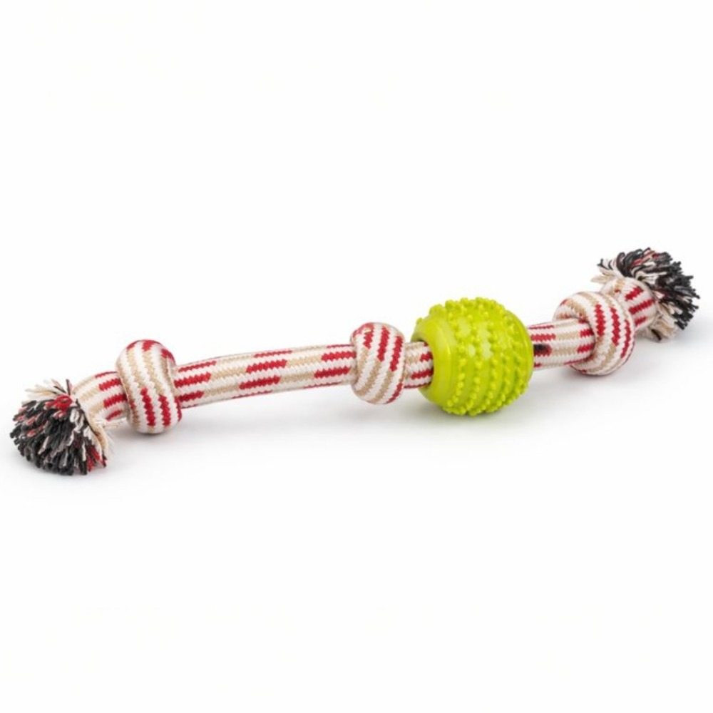 Kutya kötél játék fogtisztító gumilabdával 39cm