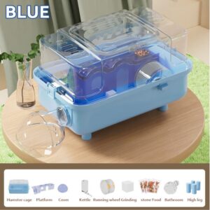 Luxus panoráma hörcsög ketrec hordozó funkcióval 45x28x28cm - Kék