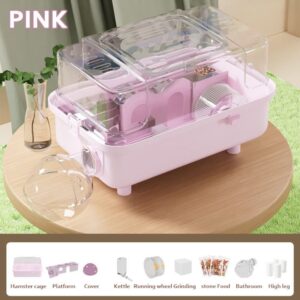 Luxus panoráma hörcsög ketrec hordozó funkcióval 45x28x28cm - Rózsaszín