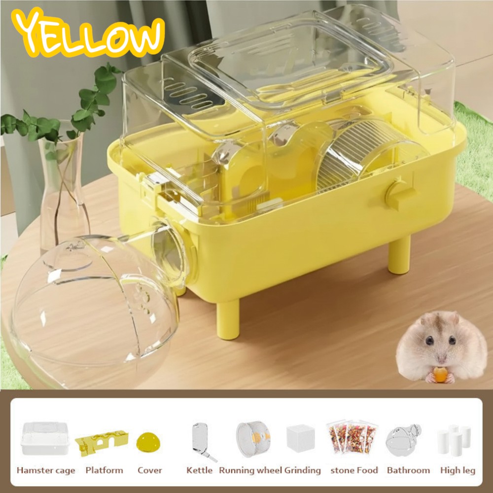 Luxus panoráma hörcsög ketrec hordozó funkcióval 45x28x28cm - Sárga