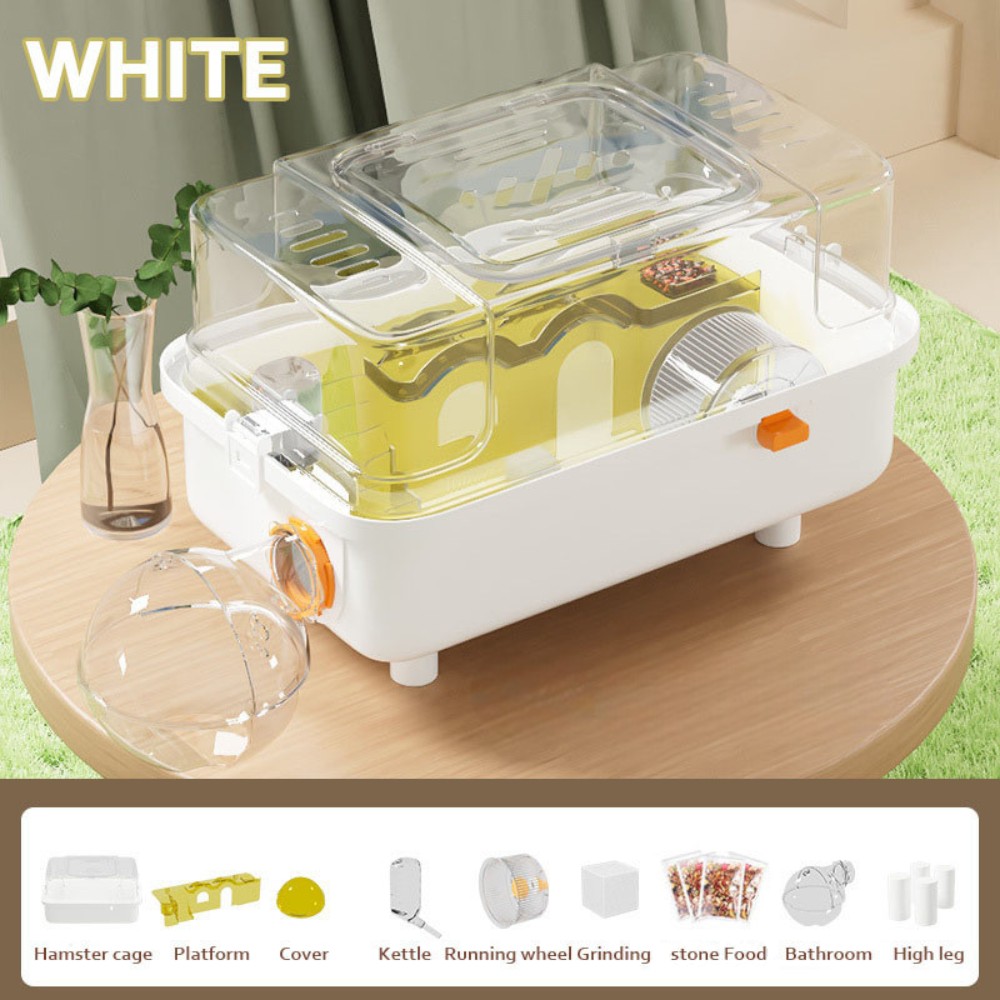 Luxus panoráma hörcsög ketrec hordozó funkcióval 45x28x28cm - Fehér