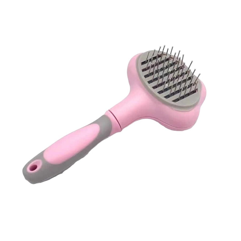 Kisállat öntisztító szőrkefe vastagabb fogazattal - Rózsaszín