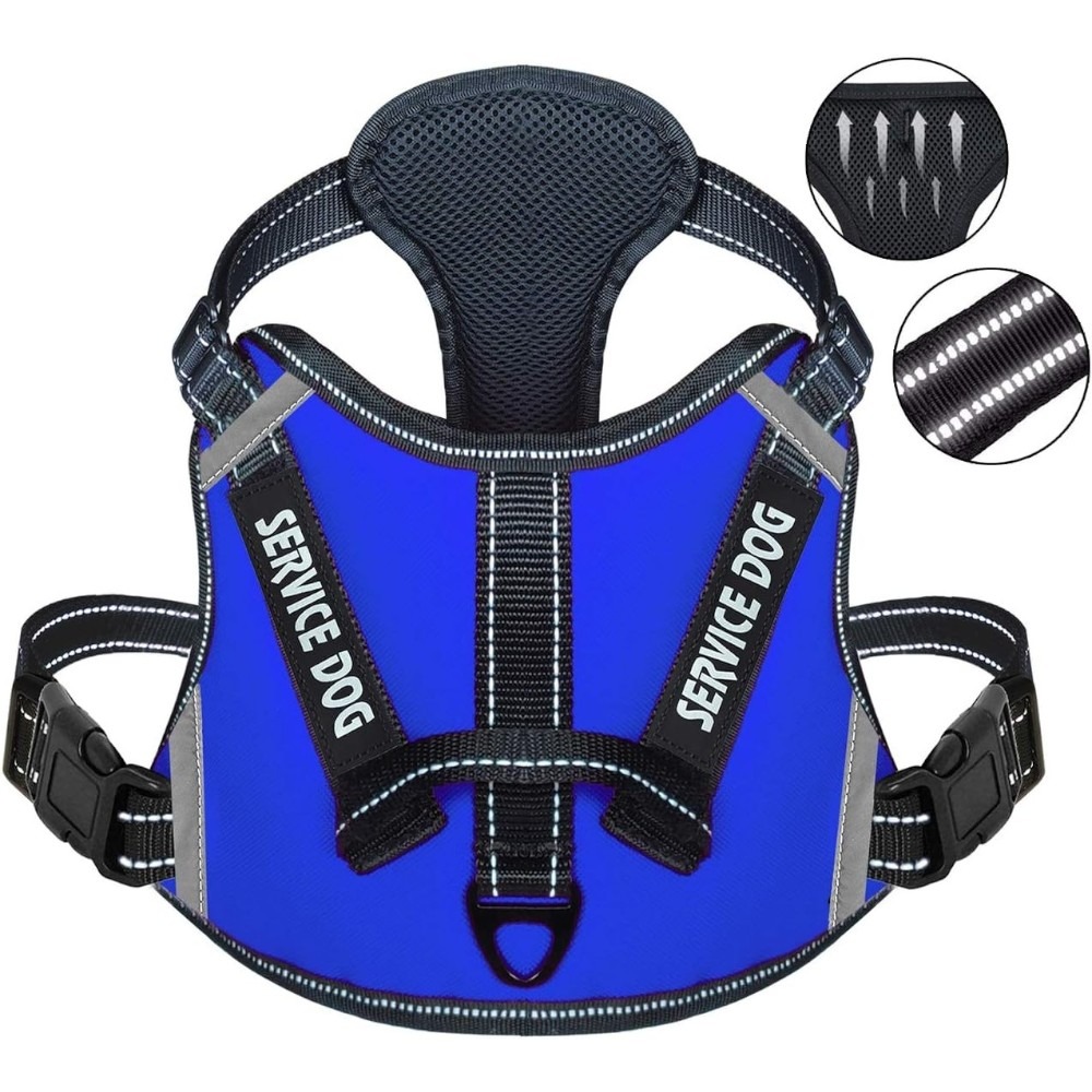 Service Dog fényvisszaverő kutyahám többszínben - L - Kék