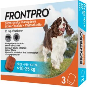 FRONTPRO Rágótabletta kutyáknak bolhák és kullancsok ellen 10-25 kg között 3x68 mg