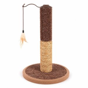 Szizál macska kaparófa tollas függő játékkal 45cm